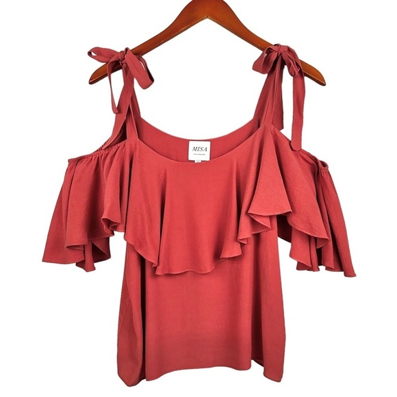 MISA LOS ANGELES Marina Cold Shoulder Ruffle Top - Picture 3 of 9
